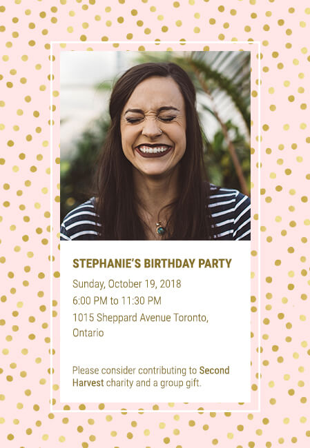 Personalized party invitation supporting good causes