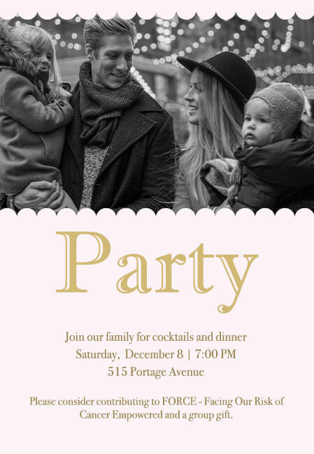 Party invitations with easy-to-edit designs and donation options