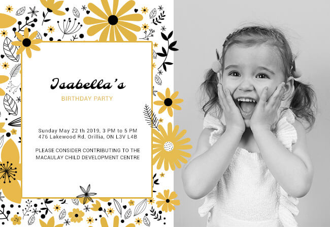 Unique kids birthday invites that support charitable organizations