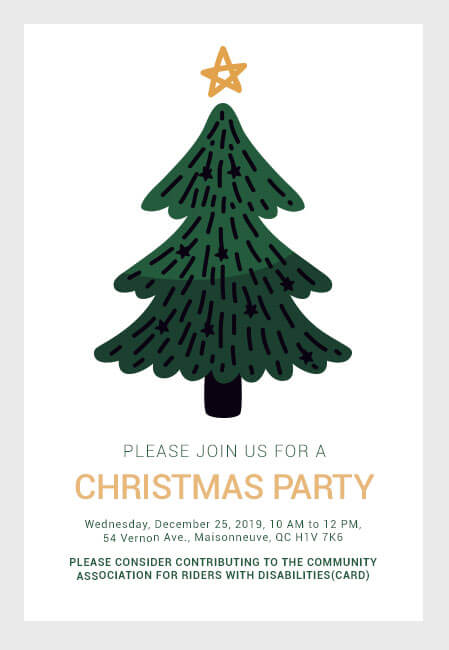 Customizable Christmas invitation with donation feature