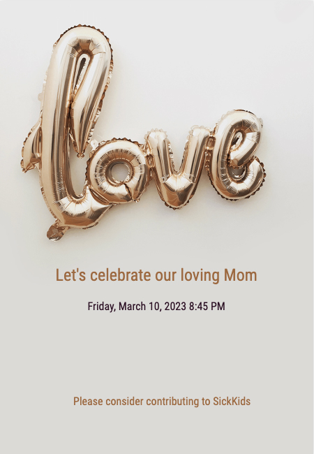 Elegant mom celebration party invite supporting charitable causes