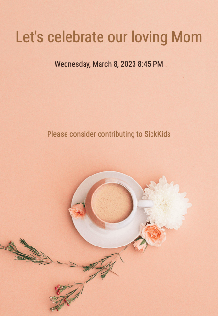 Customizable party invitation for celebrating mom with charity option